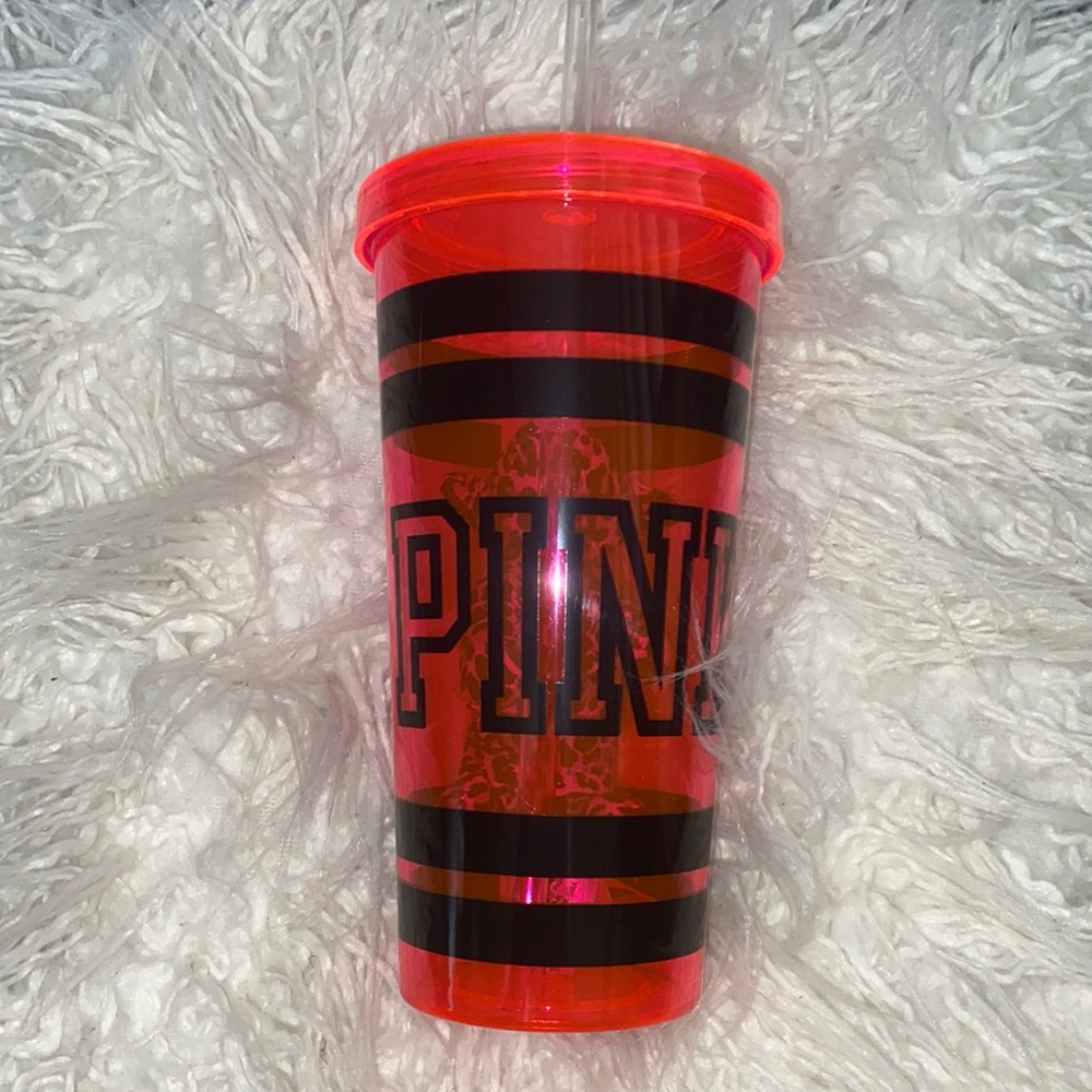 Pink by Victoria’s Secret cup with mini dog.